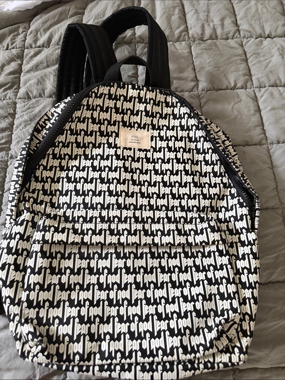 Fear of God Black & White All-Over Logo Backpack